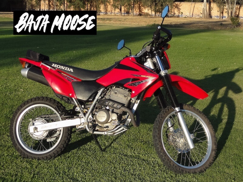 Red Honda Tornado XR250 dual-sport motorcycle parked on grass